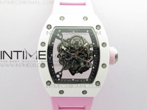 RM055 White Ceramic KVF Best Edition Skeleton Dial on Pink Rubber Strap MIYOTA8215 V3