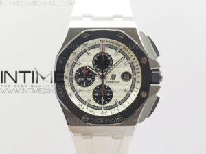 Royal Oak Offshore 44mm SS JF 1:1 Best Edition White dial A7750 on White Rubber Strap