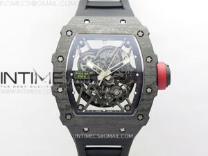 RM035 Black Carbon SONIC Best Edition Skeleton Dial on Black Rubber Strap Clone RMUL2