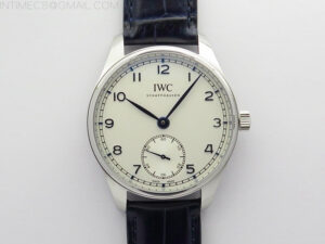 Portuguese IW358304 ZF 1:1 Best Edition SS White Dial Blue Markers on Blue Leather Strap A82200