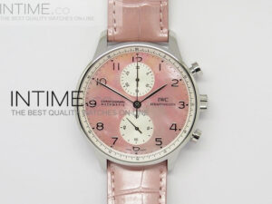 Portuguese 40mm Chrono SS Pink MOP Dial on Pink Leather Strap A7750