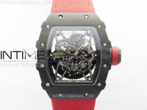 RM035-02 Forged Carbon Case KUF Best Edition Red Crown on Red Nylon Strap MIYOTA8215