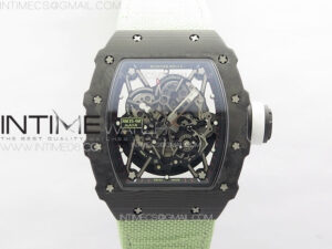 RM035-02 Forged Carbon Case KUF Best Edition Red Crown on Gray Nylon Strap MIYOTA8215