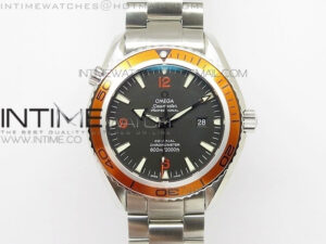 Planet Ocean 45mm Ultimate Edition SS Black Dial Orange Bezel on Bracelet A2824