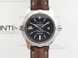 Seawolf SS Black Stick Marker Dial on Leather strap A2836