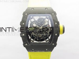 RM035-02 Forged Carbon Case KUF Best Edition Yellow Crown on Yellow Nylon Strap MIYOTA8215