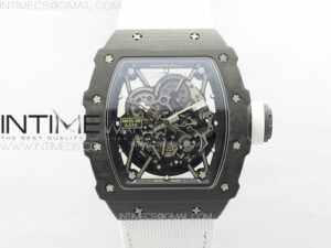 RM035-02 Forged Carbon Case KUF Best Edition White Crown on White Nylon Strap MIYOTA8215
