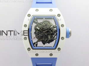 RM055 White Ceramic KVF Best Edition Skeleton Dial on Blue Rubber Strap MIYOTA8215 V3