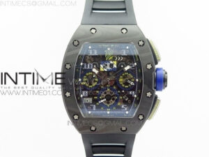 RM011 SS Felipe Massa 10th Anniversary KVF 1:1 Best Edition Crystal Skeleton Dial Blue on Black Rubber Strap A7750