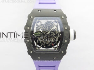 RM035-02 Forged Carbon Case KUF Best Edition White Crown on Purple Rubber Strap MIYOTA8215