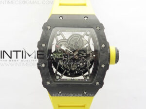 RM035-02 Forged Carbon Case KUF Best Edition Yellow Crown on Yellow Rubber Strap MIYOTA8215