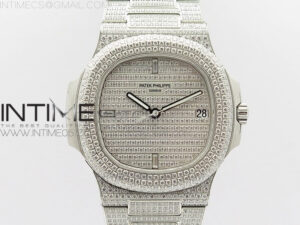 Nautilus Jumbo 5719 Super Replication PPF Best Edition Full Paved Diamonds Dial on Full Paved Diamonds SS Bracelet PPF324