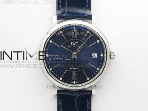 Portofino 37mm SS V7F 1:1 Best Edition Blue Dial on Blue Leather Strap A2892