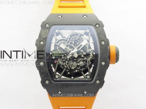 RM035-02 Forged Carbon Case KUF Best Edition Orange Crown on Orange Rubber Strap MIYOTA8215