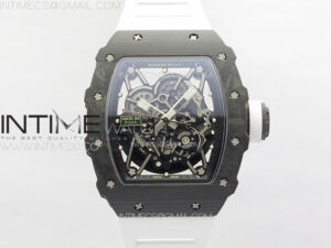 RM035-02 Forged Carbon Case KUF Best Edition White Crown on White Rubber Strap MIYOTA8215