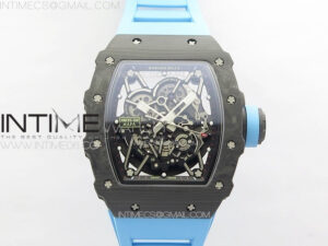 RM035-02 Forged Carbon Case KUF Best Edition Blue Crown on Blue Rubber Strap MIYOTA8215