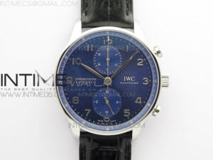 Portuguese IW371606 ZF V3 1:1 Best Edition SS Blue Dial on Black Leather Strap A96355