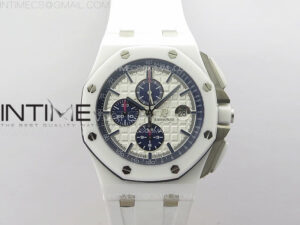 Royal Oak Offshore 44mm White Ceramic JJF 1:1 Best Edition White Dial on Rubber Strap A3126