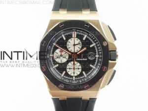 Royal Oak Offshore 2017 44mm RG V2 JF 1:1 Best Edition Black Dial RG Markers on Rubber Strap A3126 w/ Cyclops
