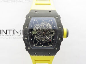RM035-01 Forged Carbon Case KUF Best Edition Yellow Crown on Yellow Rubber Strap MIYOTA8215