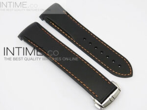 Rubber Strap For 45mm Ceramic Planet Ocean Black/Orange Stitching