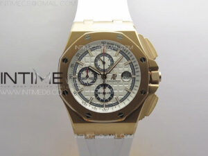 Royal Oak Offshore 44mm RG JJF 1:1 Best Edition White Dial on White Rubber Strap A3126