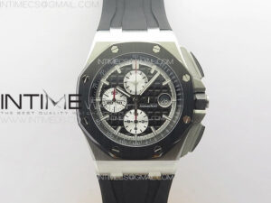 Royal Oak Offshore 44mm SS Black Ceramic Bezel JJF 1:1 Best Edition Black Dial on Rubber Strap A3126