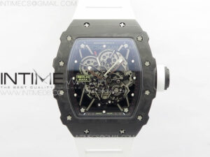 RM035-01 Forged Carbon Case KUF Best Edition White Crown on White Rubber Strap MIYOTA8215