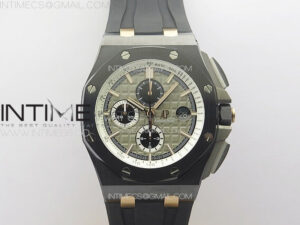 Royal Oak Offshore 44mm Black Ceramic JJF 1:1 Best Edition Gray Dial on Black Rubber Strap A3126