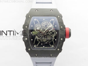 RM035-01 Forged Carbon Case KUF Best Edition Red Crown on Gray Rubber Strap MIYOTA8215