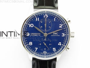 Portugieser Chronograph Edition 150 Years IW371601 ZF 1:1 Best Edition Blue Dial on Black Leather Strap A7750 (Slim Movement)