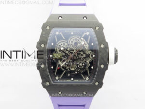 RM035-01 Forged Carbon Case KUF Best Edition White Crown on Purple Rubber Strap MIYOTA8215