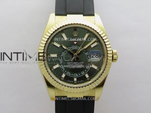 Sky-Dweller 336238 Gain Weight YG ZF 1:1 Best Edition Mint Green Dial on Oysterflex Rubber Strap Asian 2824