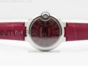Ballon Bleu 33mm SS AF Red Dial on Red Croco Leather Strap
