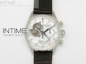 El Primero SS AXF Silver Dial on Black Leather Strap