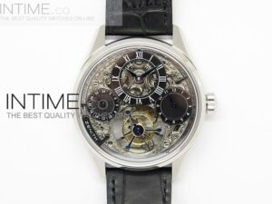 Zenith Tourbillon SS Black Skeleton Dial on Black Leather Strap