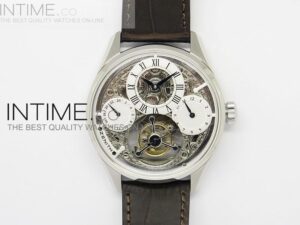 Zenith Tourbillon SS White Skeleton Dial on Brown Leather Strap