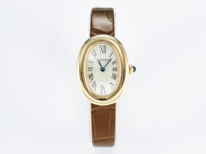 Baignoire De Cartier YG DRF 1:1 Best Edition Silver Dial on Brown Leather Strap Swiss Quartz