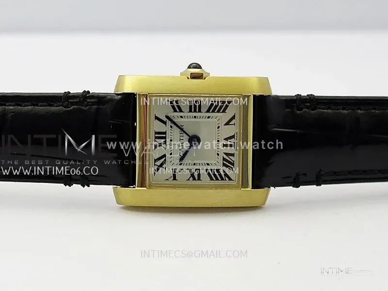 Tank Francaise Ladies 21.2mm YG 8848F 1:1 Best Edition Silver Dial on Black Leather Strap Ronda Quartz V2