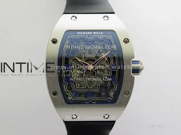 Mille Studio RM67-01 Real Power Reserve Ti Blue Skeleton Dial On Black Rubber Strap CRMA7 Clone (Free Velcro Strap And Tool)