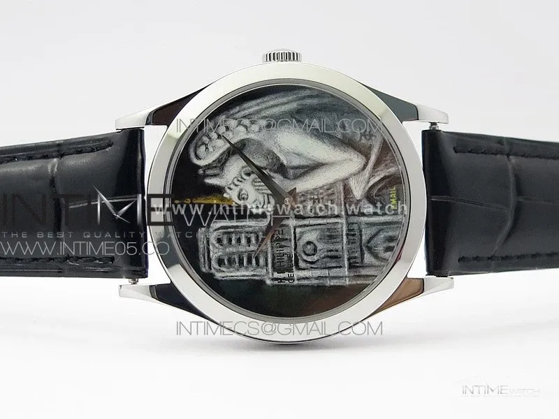 Classic 5077P-102 SS Case FLF Best Edition Real Enamel Dial 3 Black Leather strap Cal.240