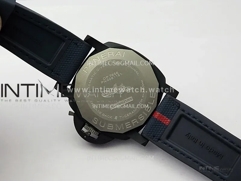 PAM1543 Luna Rossa Submersible 44mm Ceramic VSF 1:1 Best Edition White Dial On Blue Fabric Strap P900