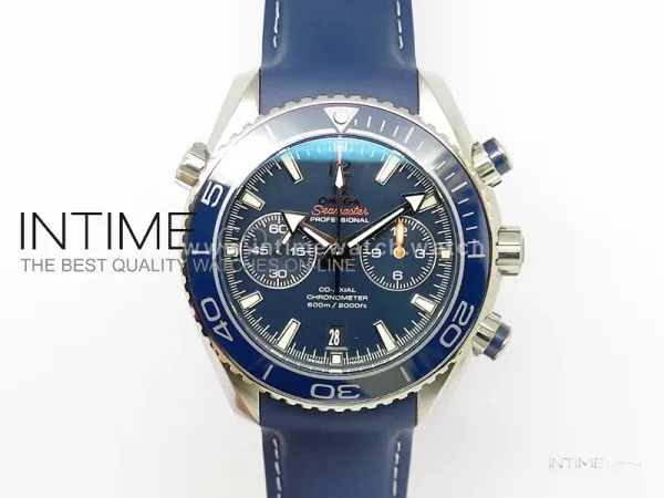 Planet Ocean 45mm Blue Ceramic Bezel Ti BP 1:1 Best Edition on Rubber A7750