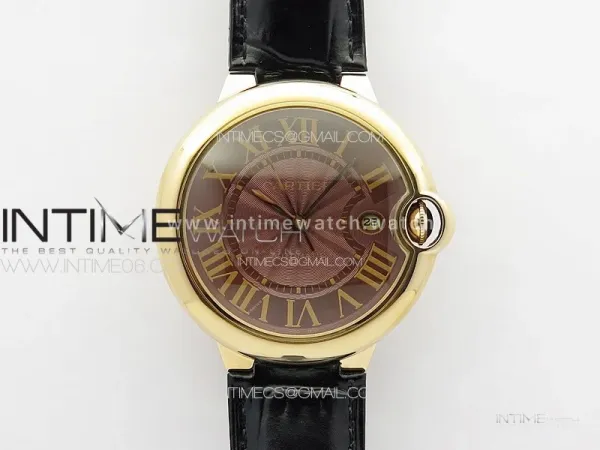 Ballon Bleu 42mm RG 3KF 1:1 Best Edition Brown Texture Dial on Brown Leather Strap A2824