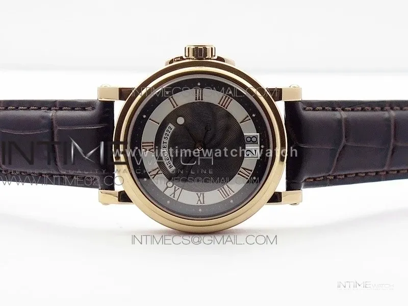 Marine 5222 RG HGF 1:1 Best Edition White Dial On black Leather Strap Asian Cal.517GG(Free rubber strap)