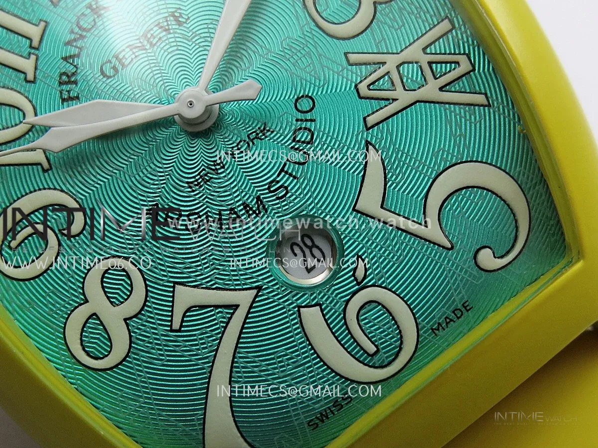 FM Casablanca Yellow PVD ABF Summer Blue Dial On Yellow Rubber Strap A23J