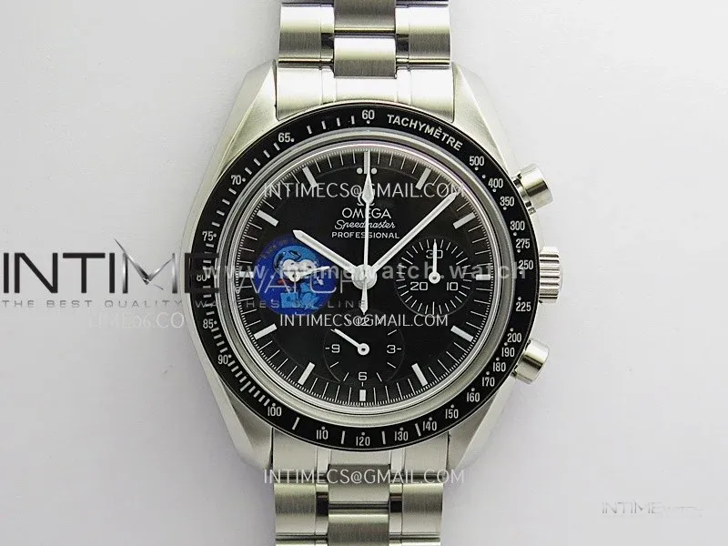 Speedmaster Professional Blue Snoopy SS N1F 1:1 Best Edition Black Dial On SS Bracelet A3861