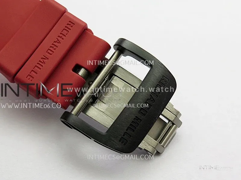 RM035-02 Black NTPT Umi Office 1:1 Best Edition Skeleton Dial On Red Rubber Strap RMAL1 Super Clone V2 (Free Sprung)