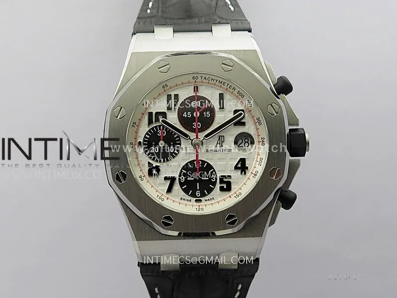 Royal Oak Offshore 42mm Panda TKF Best Edition White Dial on Black Leather Strap A7750