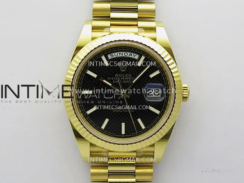 Day Date 40 YG 228238 THBF 1:1 Gain Weight Best Edition Black Dial Stick Marker on President Bracelet VR3255 V3